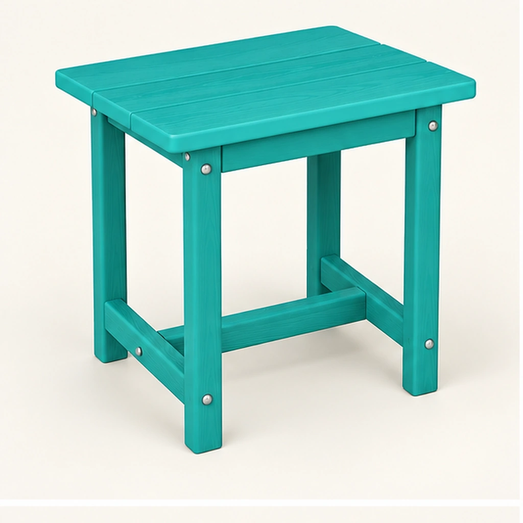 Three-Board HDPE Outdoor Side Table — Front-left three-quarter view
