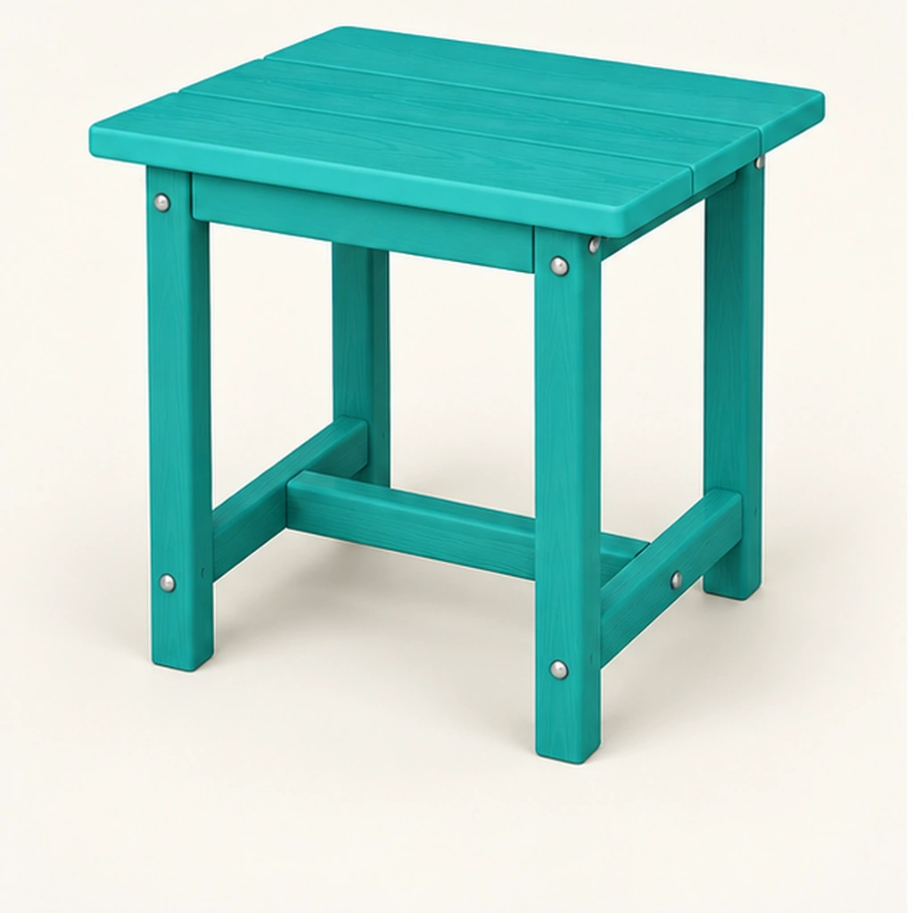 Three-Board HDPE Outdoor Side Table — Rear-right three-quarter view