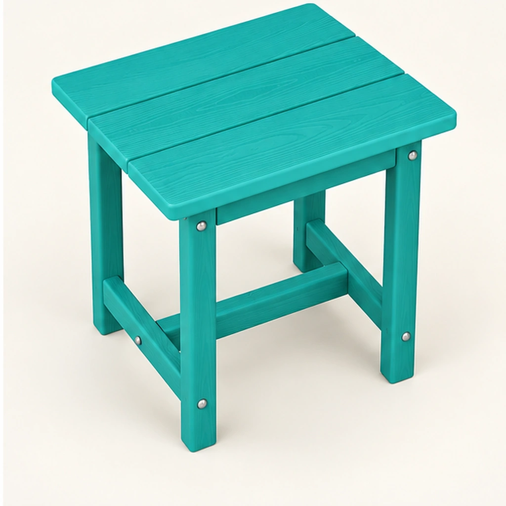 Three-Board HDPE Outdoor Side Table — Elevated or side detail view