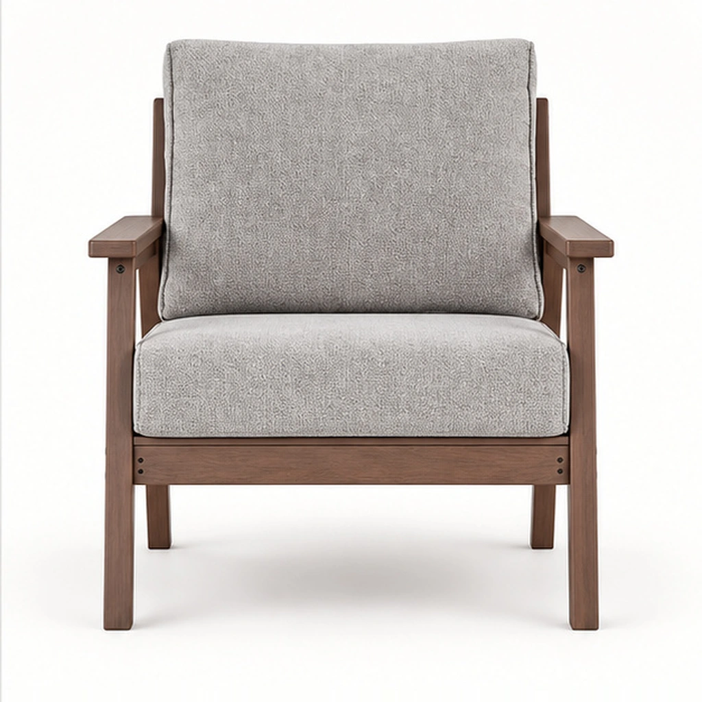 Cushioned HDPE Outdoor Lounge Armchair — Front elevation