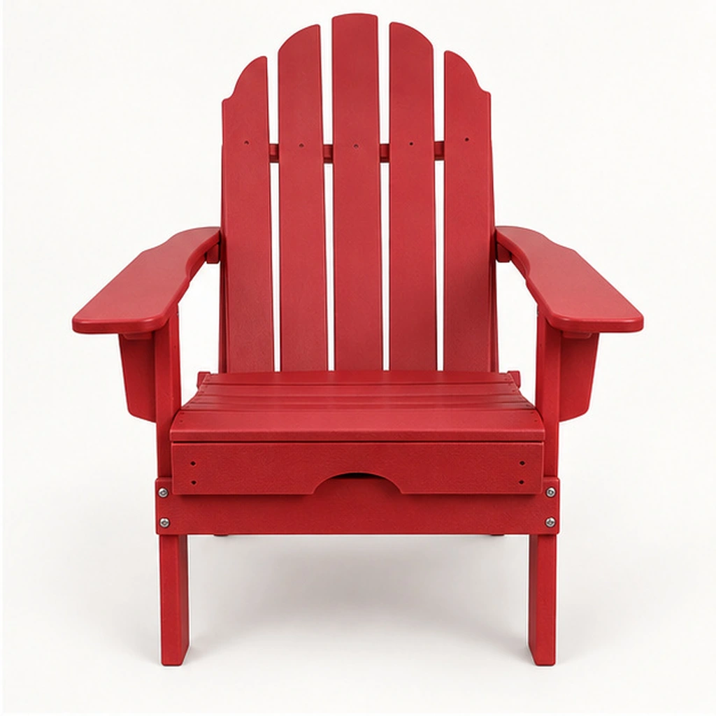 Six-Slat Folding HDPE Adirondack Chair — Front elevation