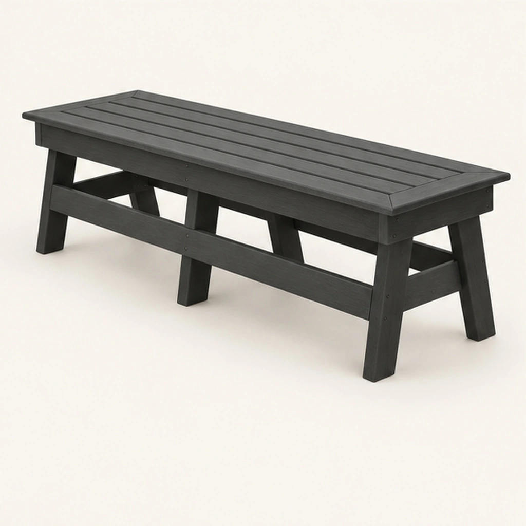Outdoor Dining Bench — Rear-right three-quarter view