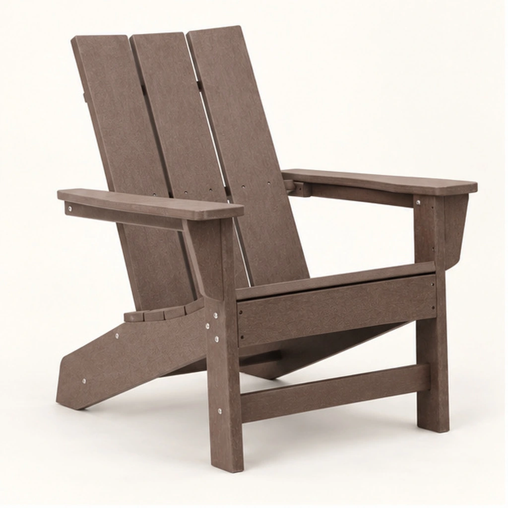 Three-Board Straight-Back HDPE Adirondack Chair — Front-left three-quarter view