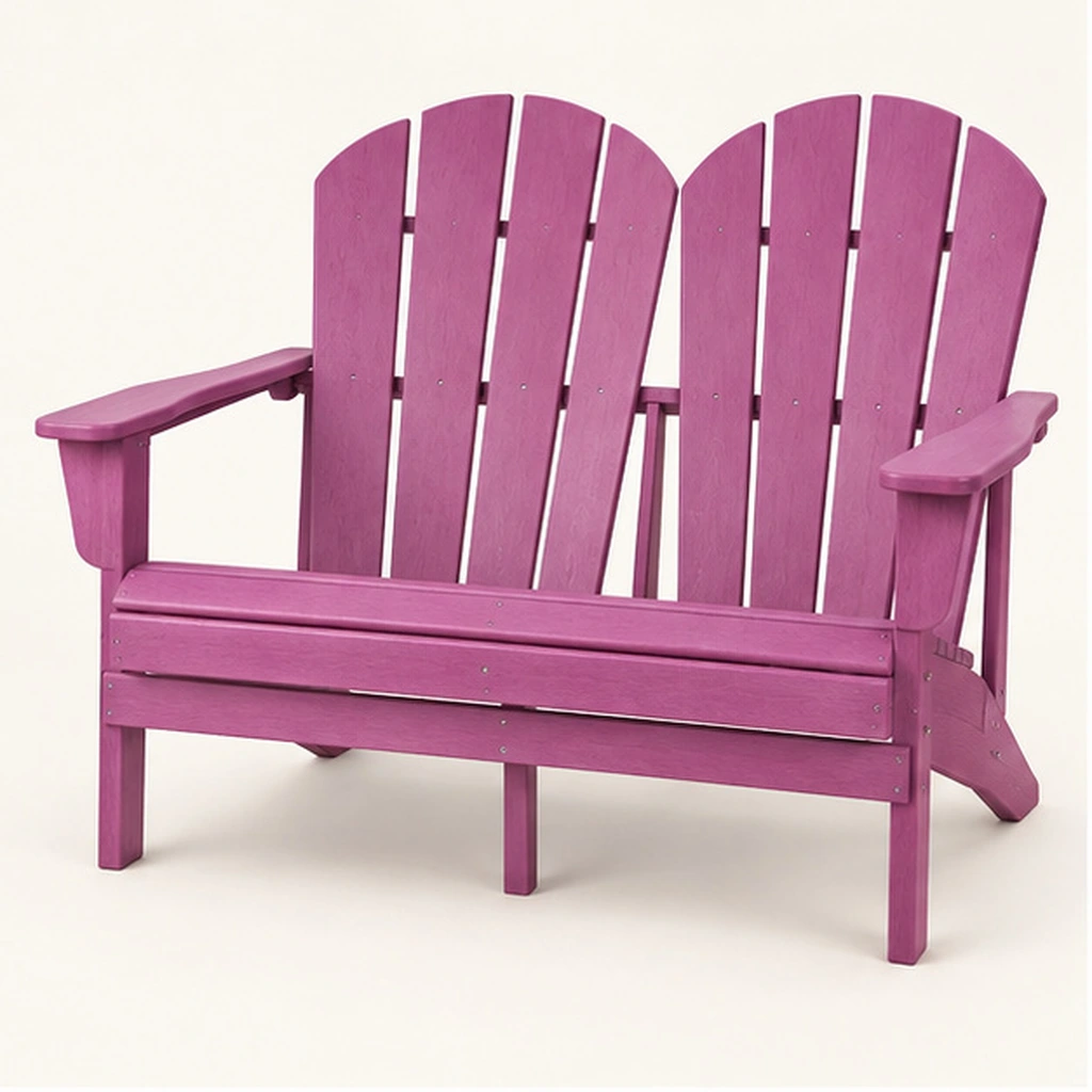 Two-Seat HDPE Adirondack Loveseat — Front-left three-quarter view