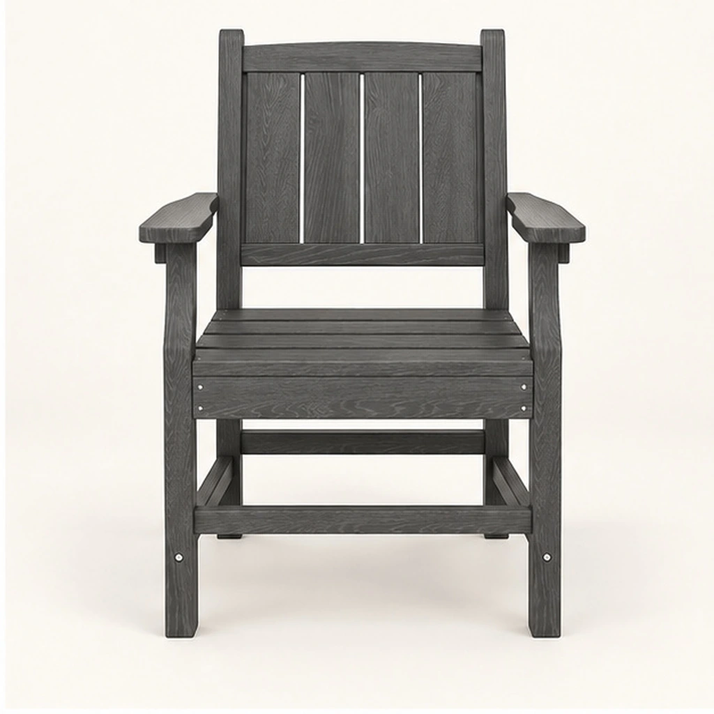 Four-Panel HDPE Outdoor Dining Armchair — Front elevation