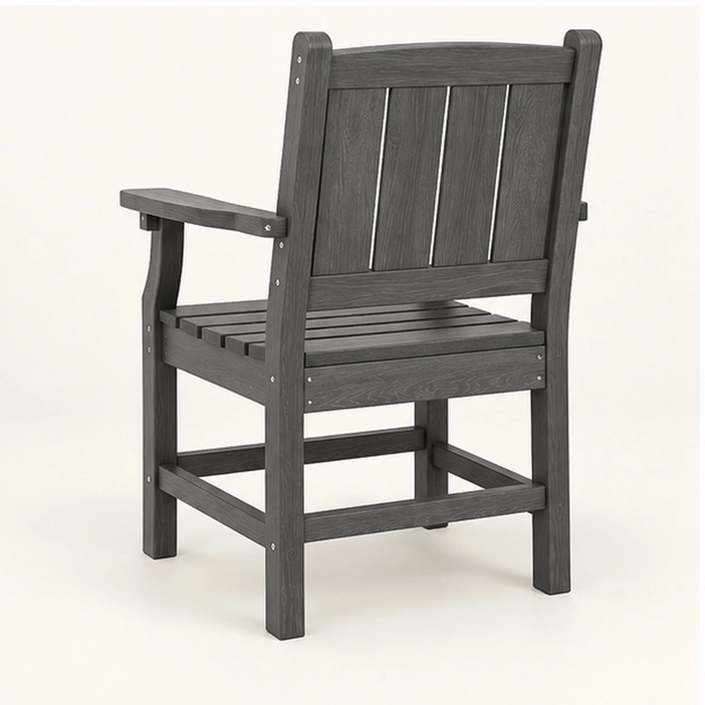 Four-Panel HDPE Outdoor Dining Armchair — Rear-right three-quarter view