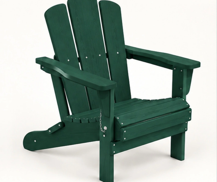 Three-Slat Folding HDPE Adirondack Chair — Front-left three-quarter view