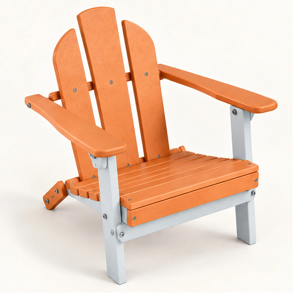 Two-Tone Kids HDPE Adirondack Chair — Front-left three-quarter view