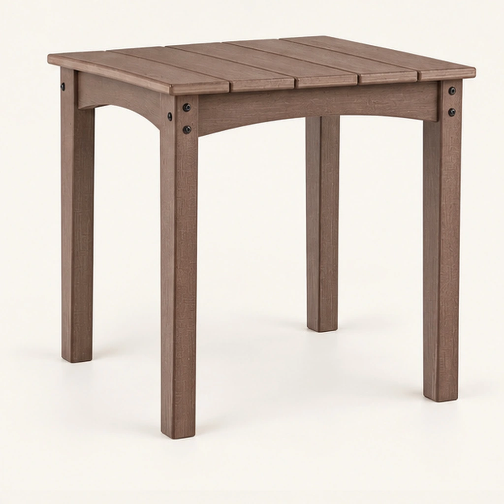 Square HDPE Outdoor End Table — Front-left three-quarter view
