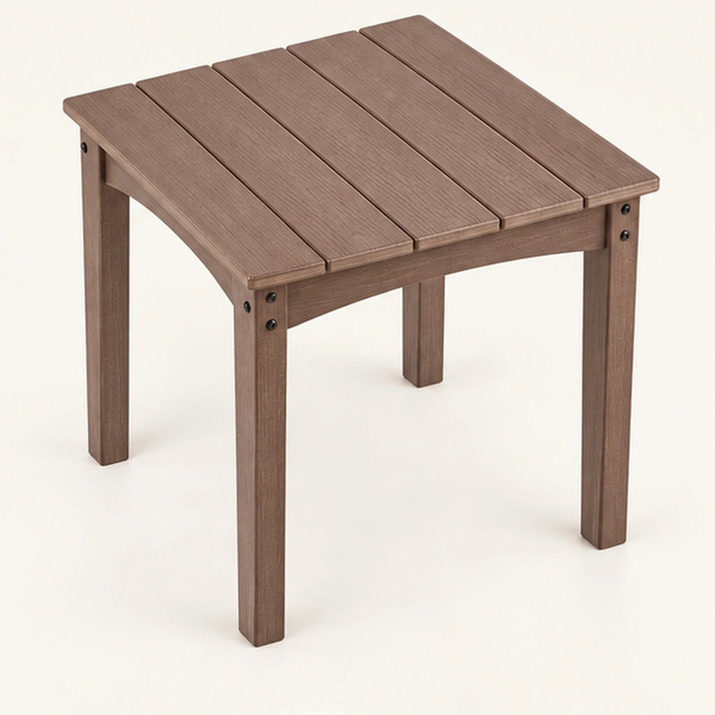 Square HDPE Outdoor End Table — Rear-right three-quarter view