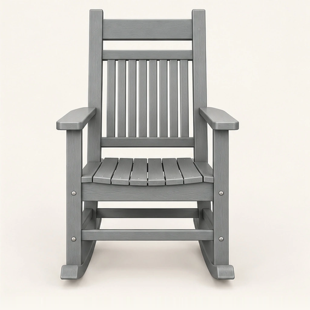 Tall Ladder-Back HDPE Rocking Chair — Front elevation