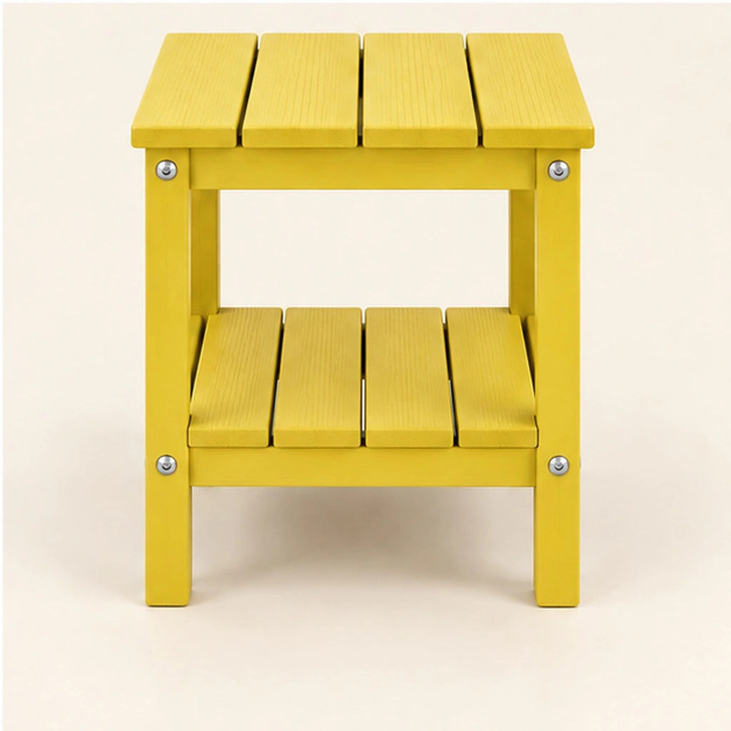 Two-Tier Four-Slat HDPE Outdoor Side Table — Front elevation