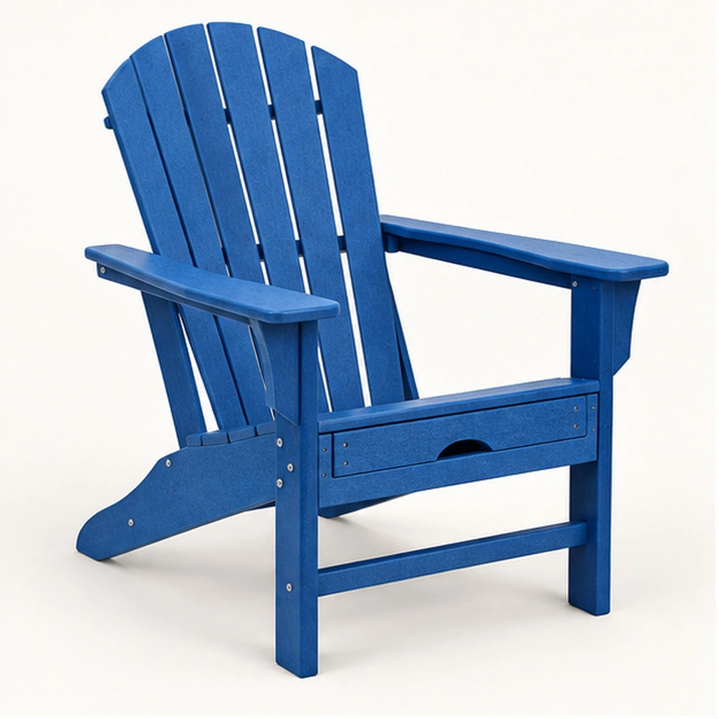 Five-Slat HDPE Adirondack Lounge Chair — front-left three-quarter view