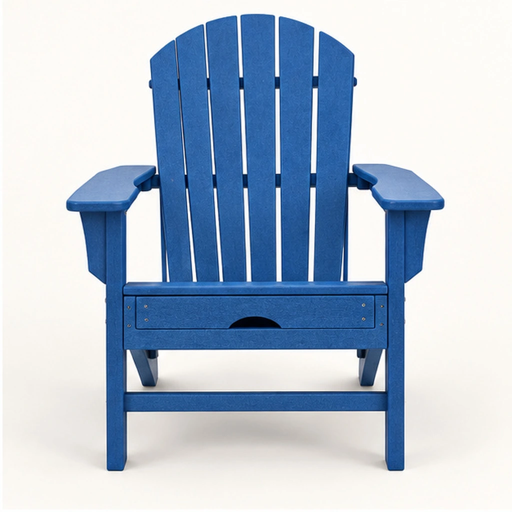 Five-Slat HDPE Adirondack Lounge Chair — front elevation
