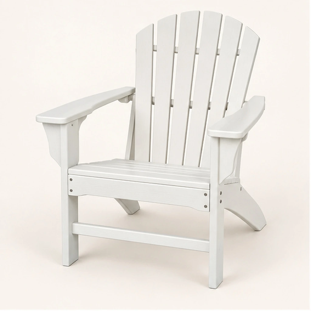 Six-Slat Sculpted-Arm HDPE Adirondack Chair — Front-left three-quarter view