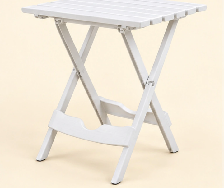 X-Frame Folding HDPE Tray Table — Front-left three-quarter view