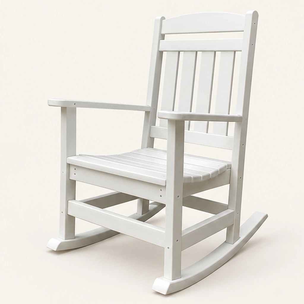 Traditional HDPE Outdoor Rocking Chair — Front-left three-quarter view