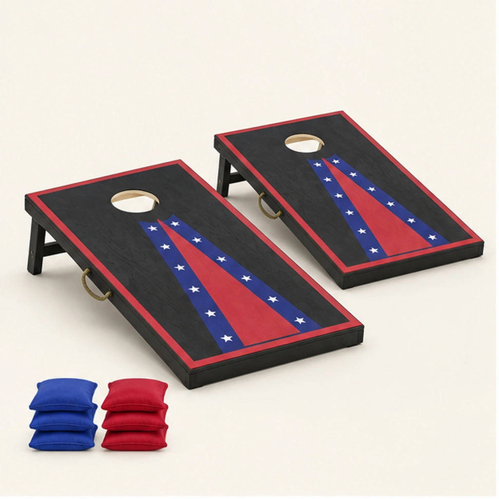 Portable HDPE-Framed Cornhole Board Game Set — Front-left three-quarter view