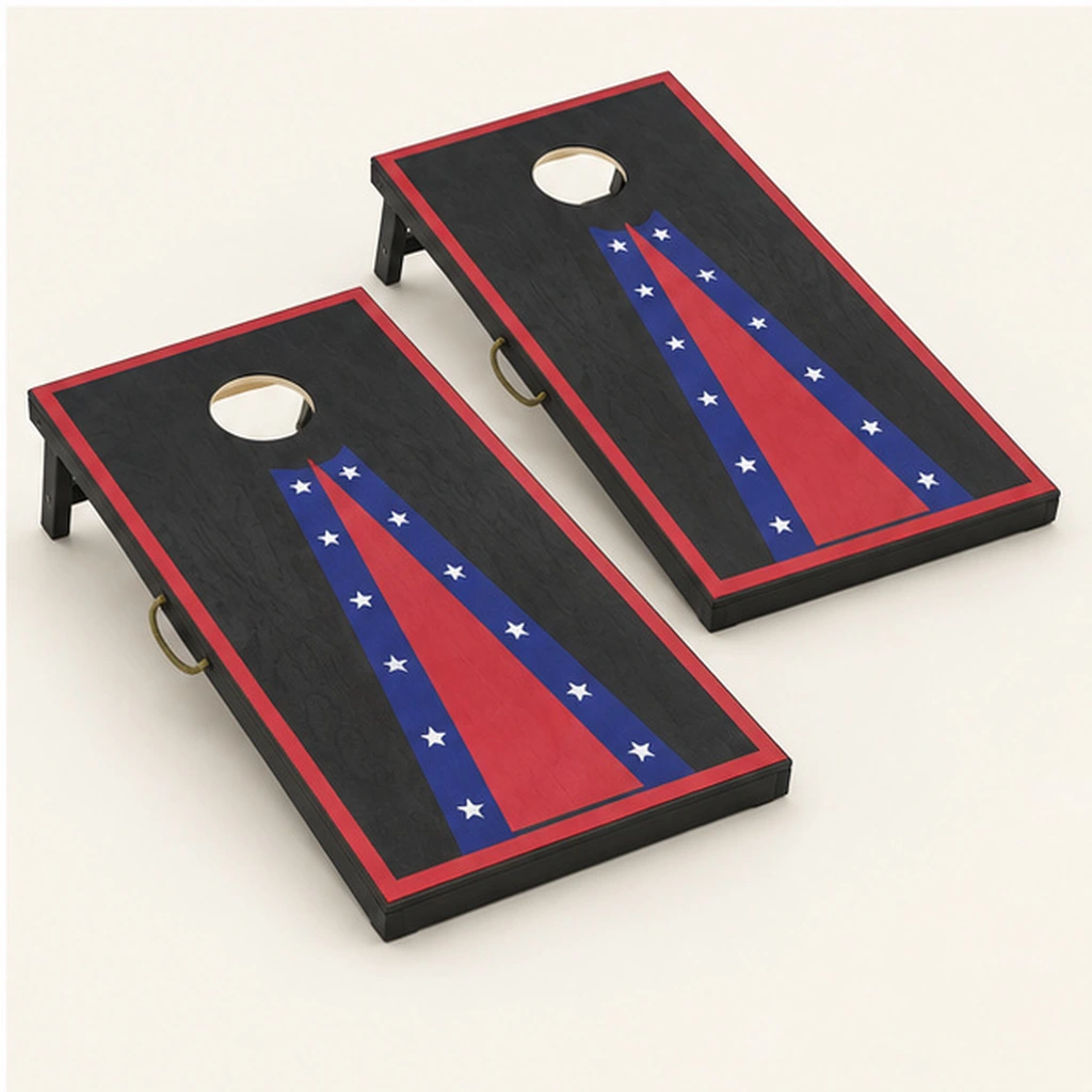 Portable HDPE-Framed Cornhole Board Game Set — Elevated top three-quarter view