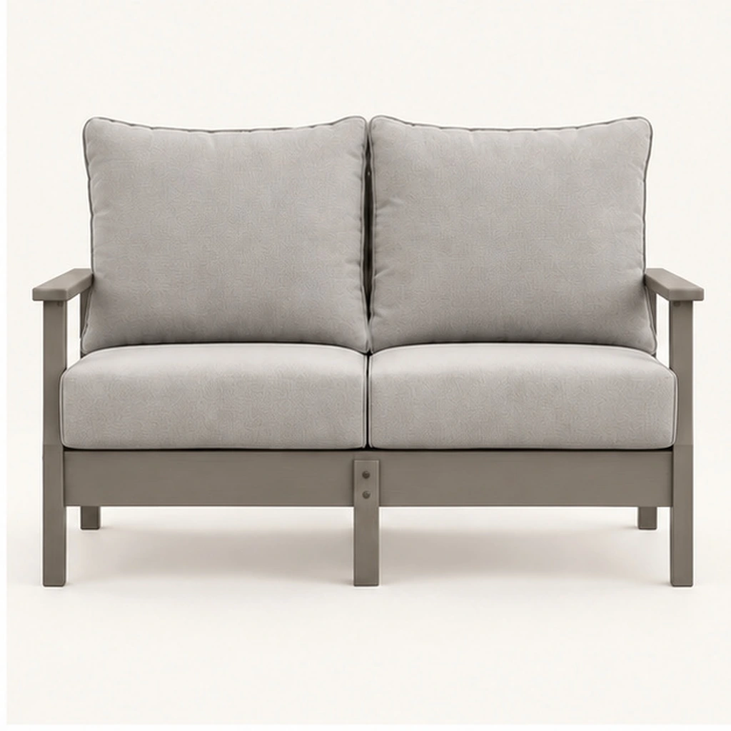 Two-Seat Modular Cushioned HDPE Outdoor Sofa — Front elevation