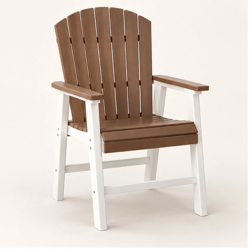 Seven-Slat Two-Tone HDPE Outdoor Dining Chair — Front-left three-quarter view