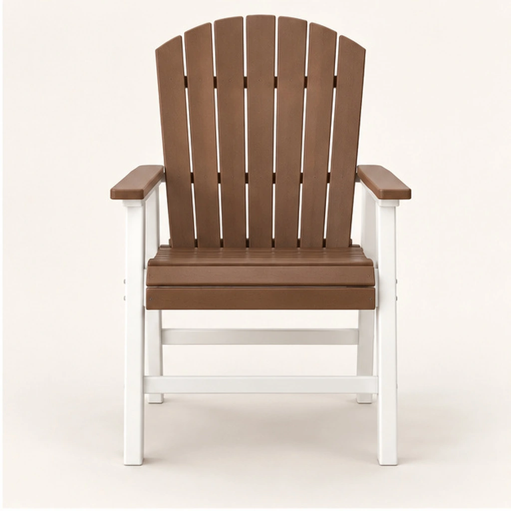 Seven-Slat Two-Tone HDPE Outdoor Dining Chair — Front elevation