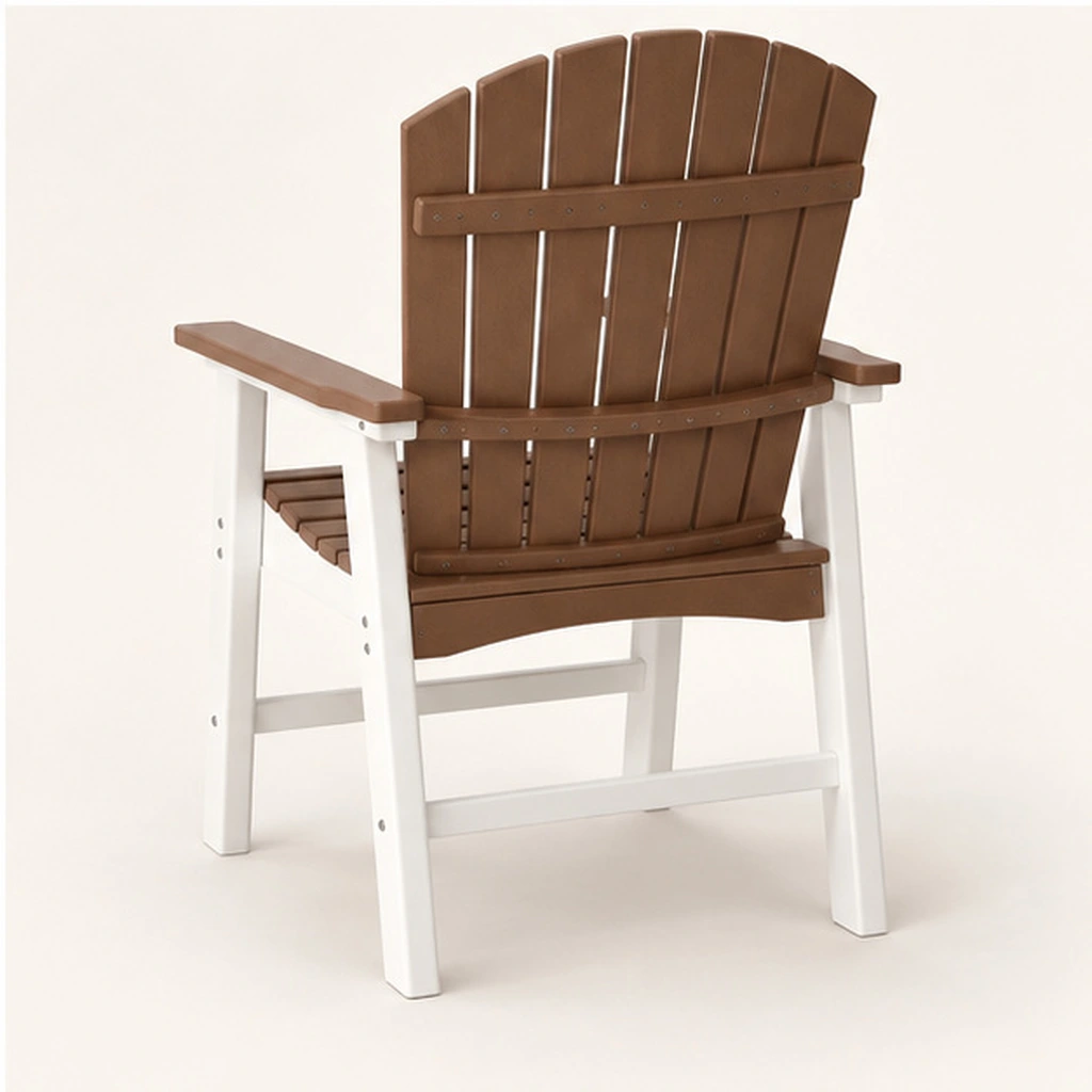 Seven-Slat Two-Tone HDPE Outdoor Dining Chair — Elevated top three-quarter view