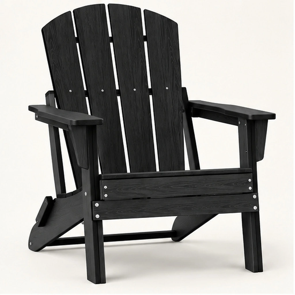 Oversized Four-Slat Folding HDPE Adirondack Chair — Front-left three-quarter view