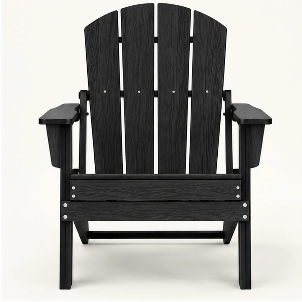 Oversized Four-Slat Folding HDPE Adirondack Chair — Front elevation