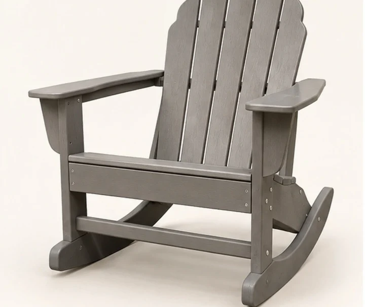 Five-Slat HDPE Adirondack Rocking Chair — Front-left three-quarter view