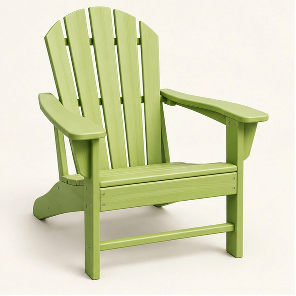 Six-Slat HDPE Adirondack Chair — Front-left three-quarter view