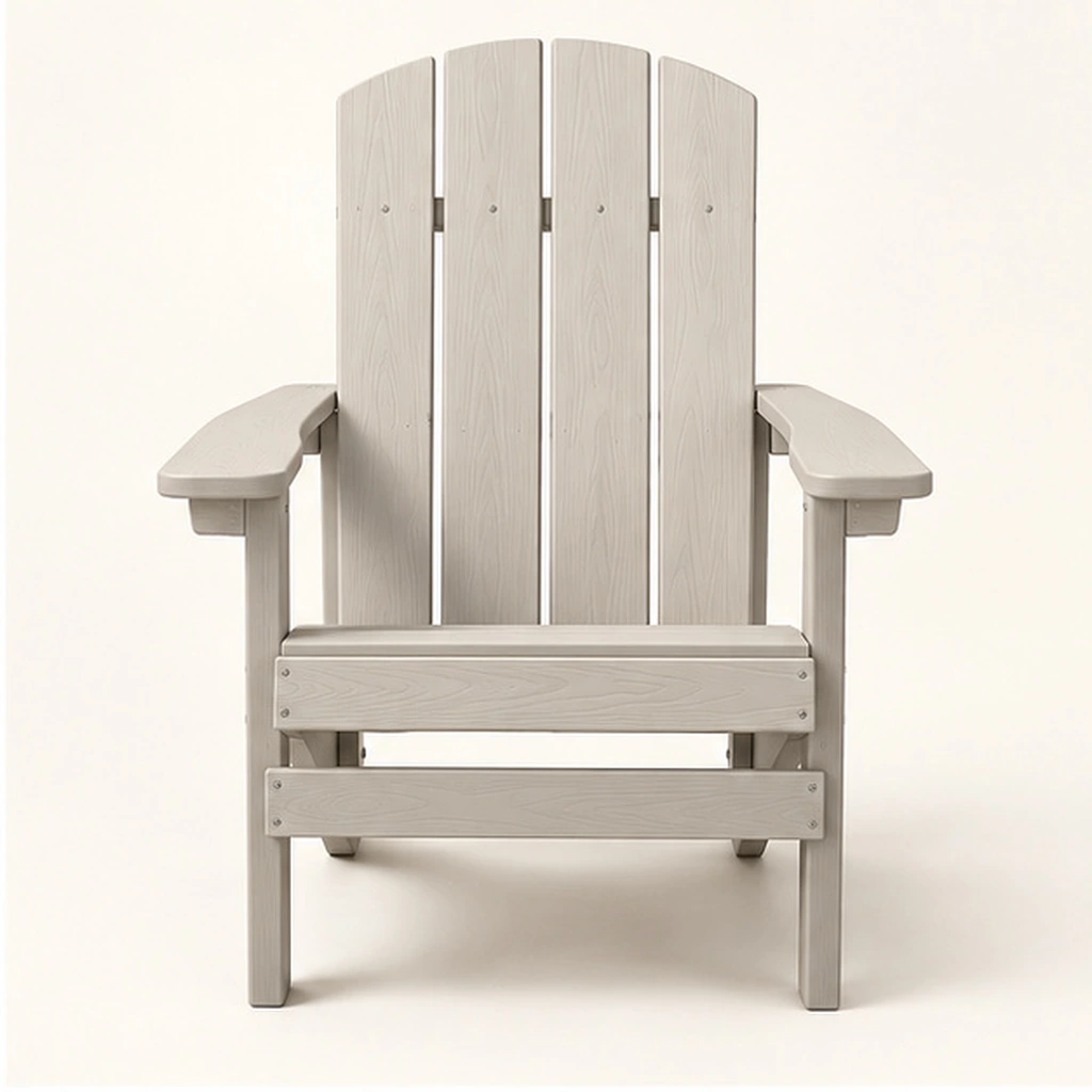 Four-Slat Fan-Back HDPE Adirondack Chair — Front elevation