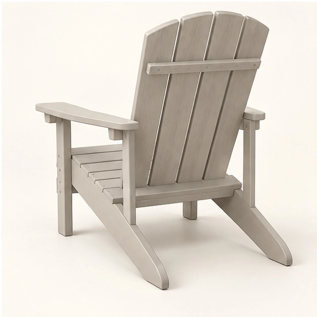 Four-Slat Fan-Back HDPE Adirondack Chair — Elevated top three-quarter view