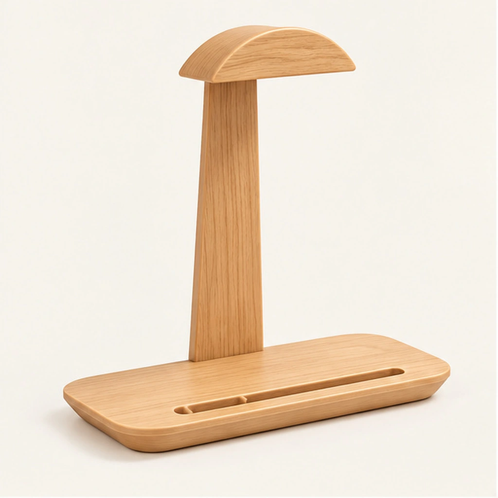 HDPE Headphone Stand — Front-left three-quarter view