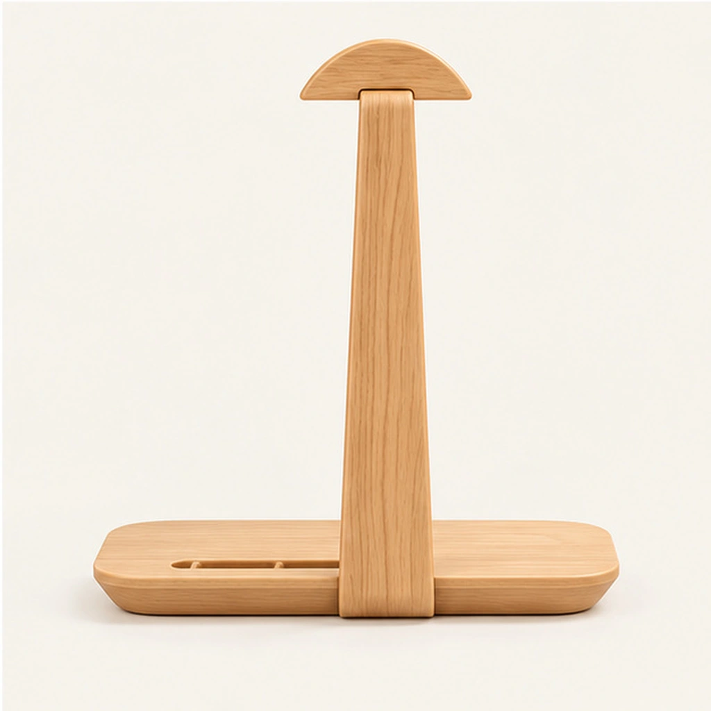 HDPE Headphone Stand — Elevated top three-quarter view