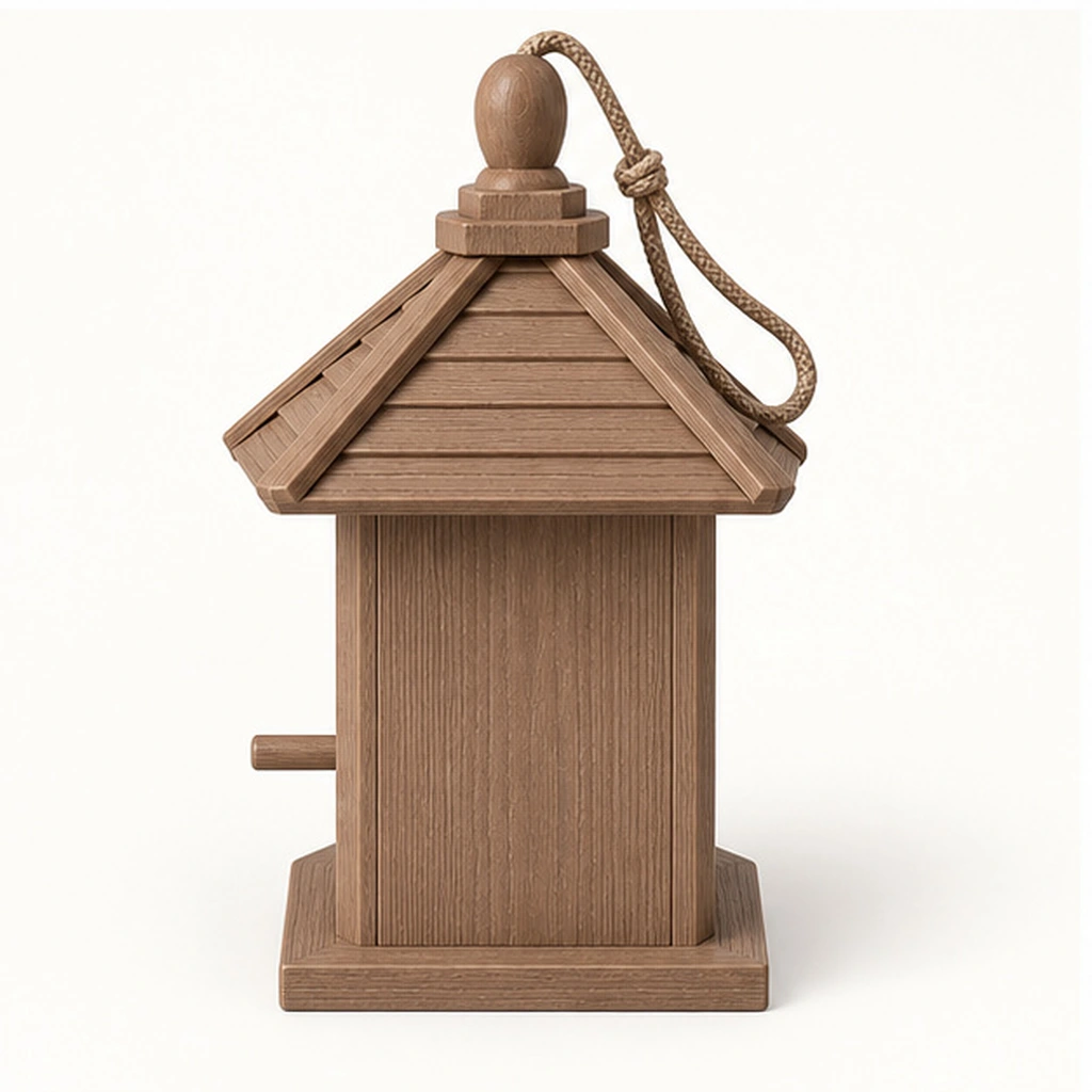 HDPE Birdhouse — Rear-right three-quarter view