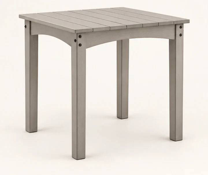 Square HDPE Patio End Table — Front-left three-quarter view