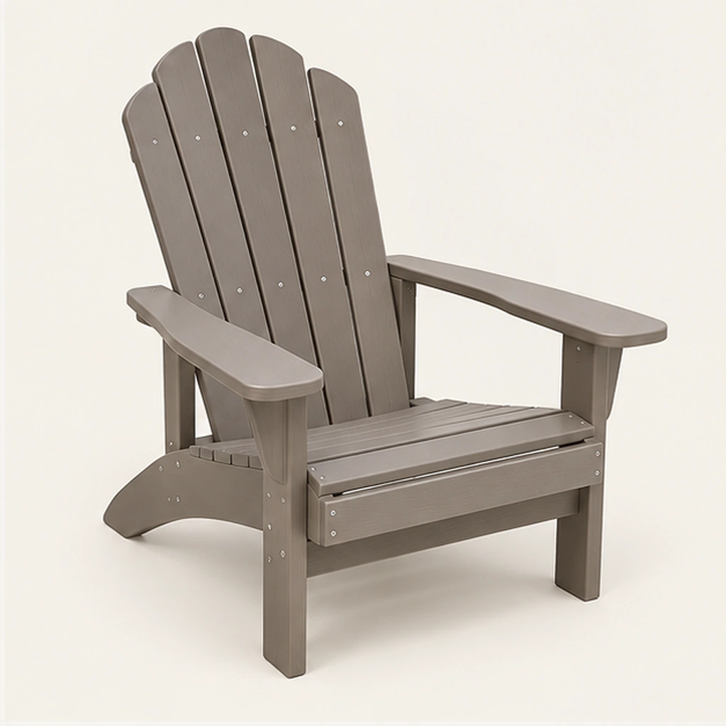 3-Piece HDPE Adirondack Chair, Ottoman and Side Table Set — Front elevation