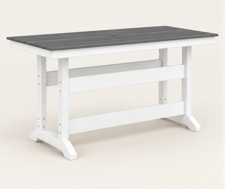 Two-Tone Counter-Height HDPE Outdoor Table — Front-left three-quarter view