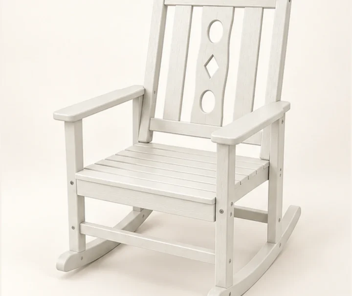 Decorative-Back HDPE Outdoor Rocking Chair in M011 finish, view 1