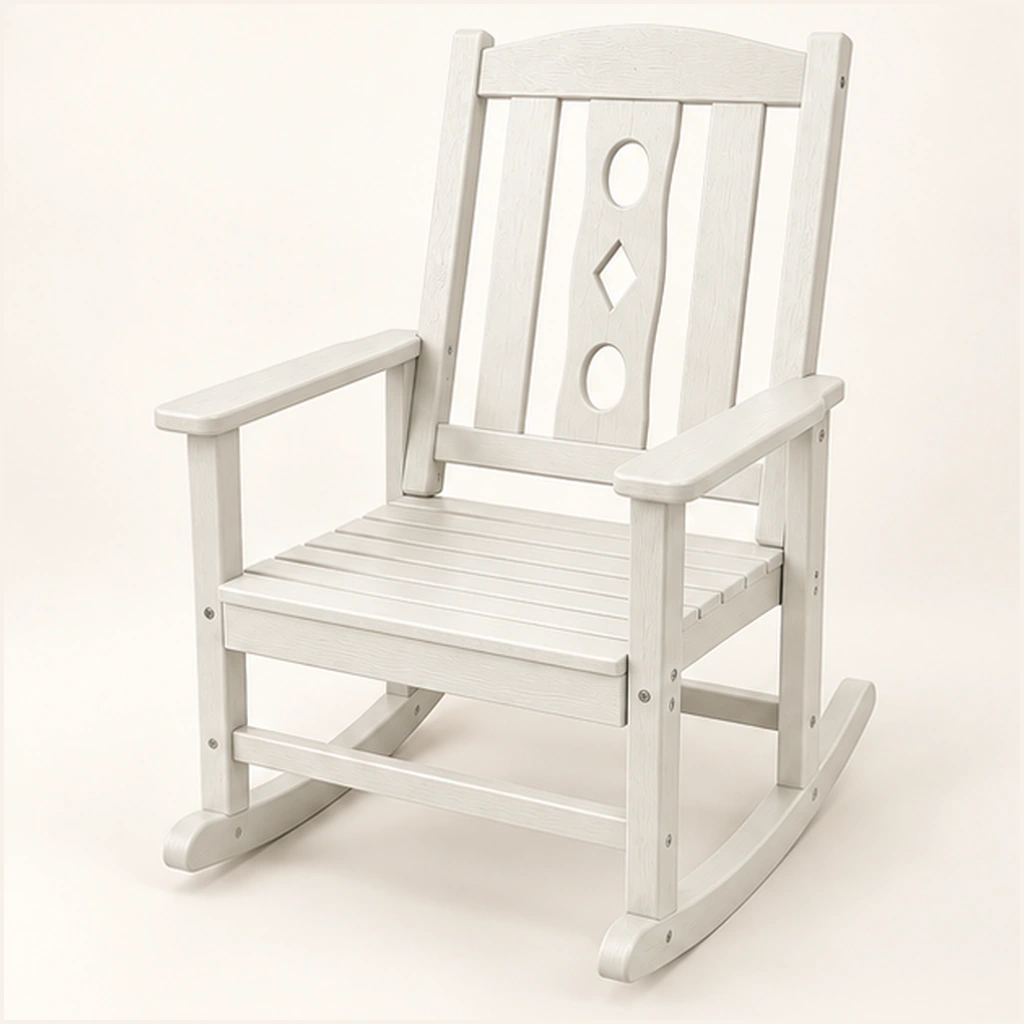 Decorative-Back HDPE Outdoor Rocking Chair in M011 finish, view 1