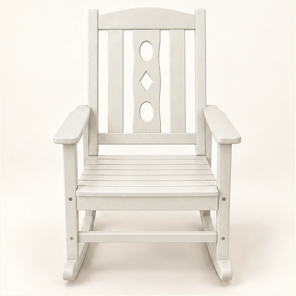 Decorative-Back HDPE Outdoor Rocking Chair in M011 finish, view 2