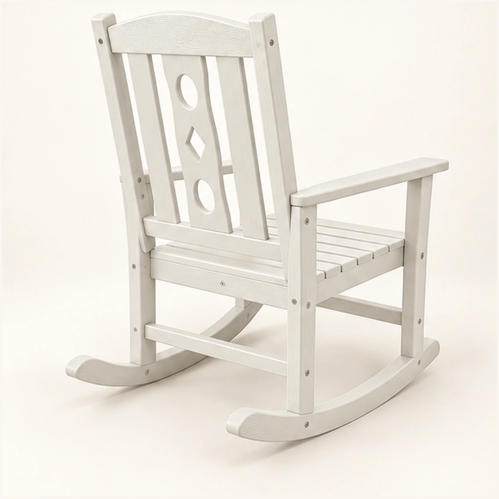 Decorative-Back HDPE Outdoor Rocking Chair in M011 finish, view 3