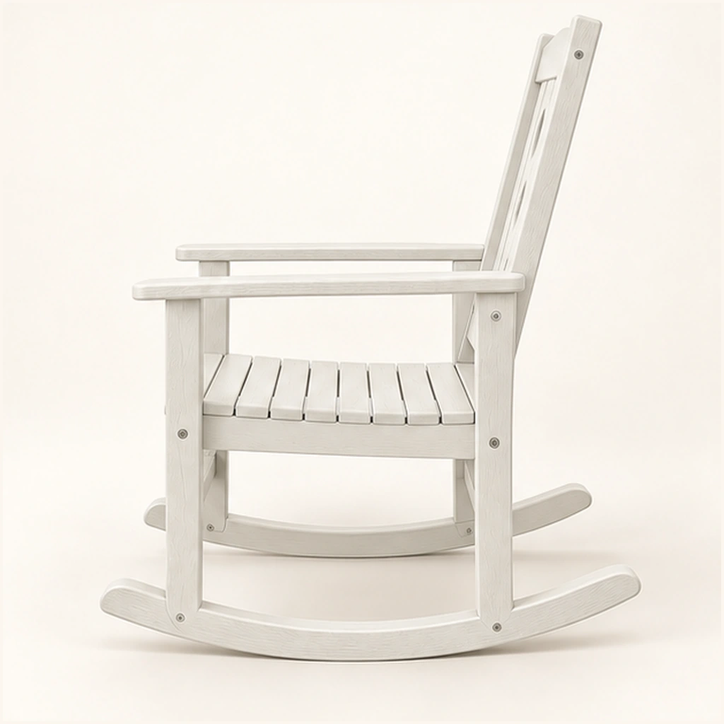 Decorative-Back HDPE Outdoor Rocking Chair in M011 finish, view 4