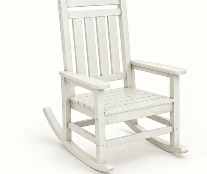 Four-Slat Ladder-Back HDPE Outdoor Rocking Chair in M011 finish, view 1