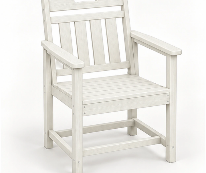 Handle-Back Four-Slat HDPE Outdoor Dining Armchair in M011 finish, view 1