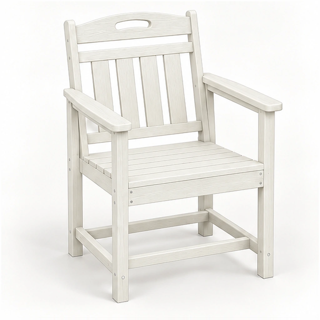 Handle-Back Four-Slat HDPE Outdoor Dining Armchair in M011 finish, view 1