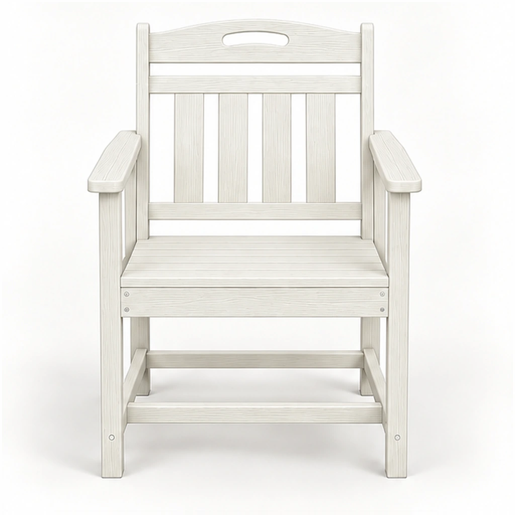 Handle-Back Four-Slat HDPE Outdoor Dining Armchair in M011 finish, view 2