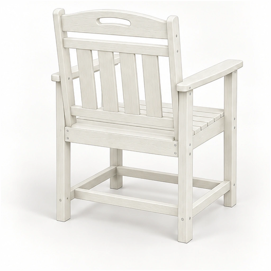 Handle-Back Four-Slat HDPE Outdoor Dining Armchair in M011 finish, view 3