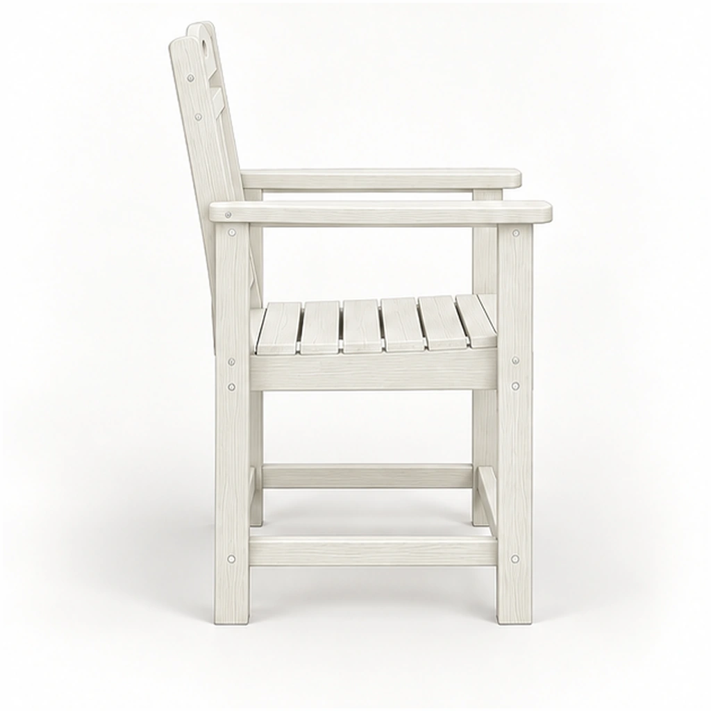 Handle-Back Four-Slat HDPE Outdoor Dining Armchair in M011 finish, view 4